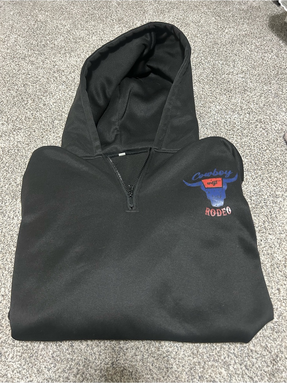 Cowboy Rodeo Black Hooded Pullover Sweater